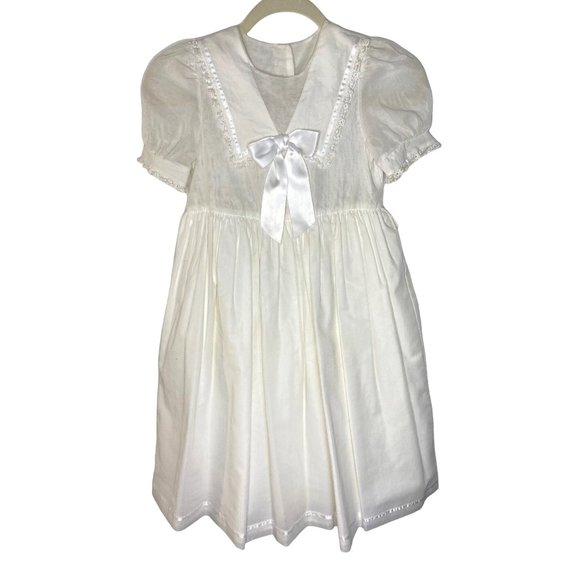 Laura Ashley Other - Vintage Laura Ashley Mother & Child 8 White Dress Lace Collar Bow Petticoat RARE